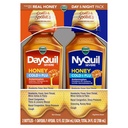 VICKS DayQuil & NyQuil SEVERE 꿀 맛 Co-Pack, 감기 & 불 약은, 두통, 발톱, 숨구멍, 마이너 Aches & 고통, Nasal 혼잡, Sinus 압력, Stuffy Nose 및 기침, 2x12oz를 구호합니다