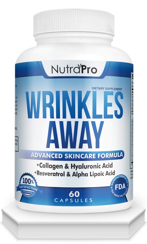 NutraPro Anti Wrinkle and Ageless Skin Vitamins - Collagen & Resveratrol & Alpha - Lipoic Acid & Hyaluronic Acid Supplement로 피부 수리를위한 피부 수리 Complex
