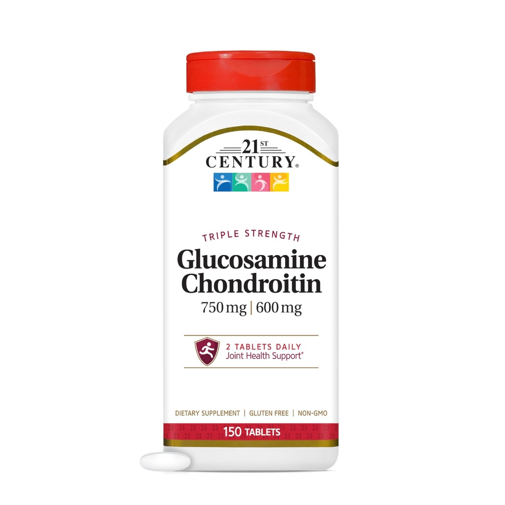 21 세기 글루코사민 Chondroitin 750/600mg - 세 배 힘, 정제, 150 조사