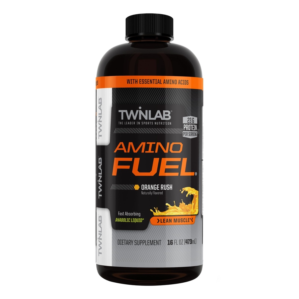 Twinlab Amino Fuel - 사전 운동 및 포스트 운동 에너지 음료 및 보충 -16 fl oz, 오렌지 러시