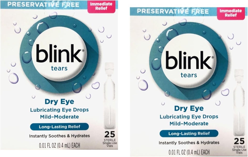 Blink Tears 부식방지제 자유로운 윤활 눈 하락 25 ct 0.01 fl oz EA (0.4 mL EA) (2의 포장)