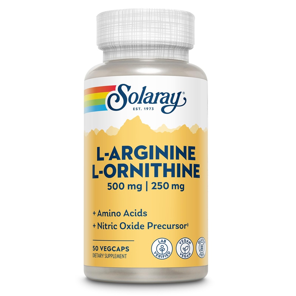 Solaray 무료 양식 L-Arginine 및 Ornithine 캡슐, 50 개