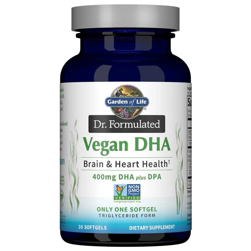 생명 오메가 3 Vegan DHA의 정원은 Dr. Formulated Vegan DHA, 400mg DHA 및 단일 소스에서 Triglyceride 형태로 90mg DPA, 오메가 3 여성과 남성 건강을위한 보충, 30 Softgels