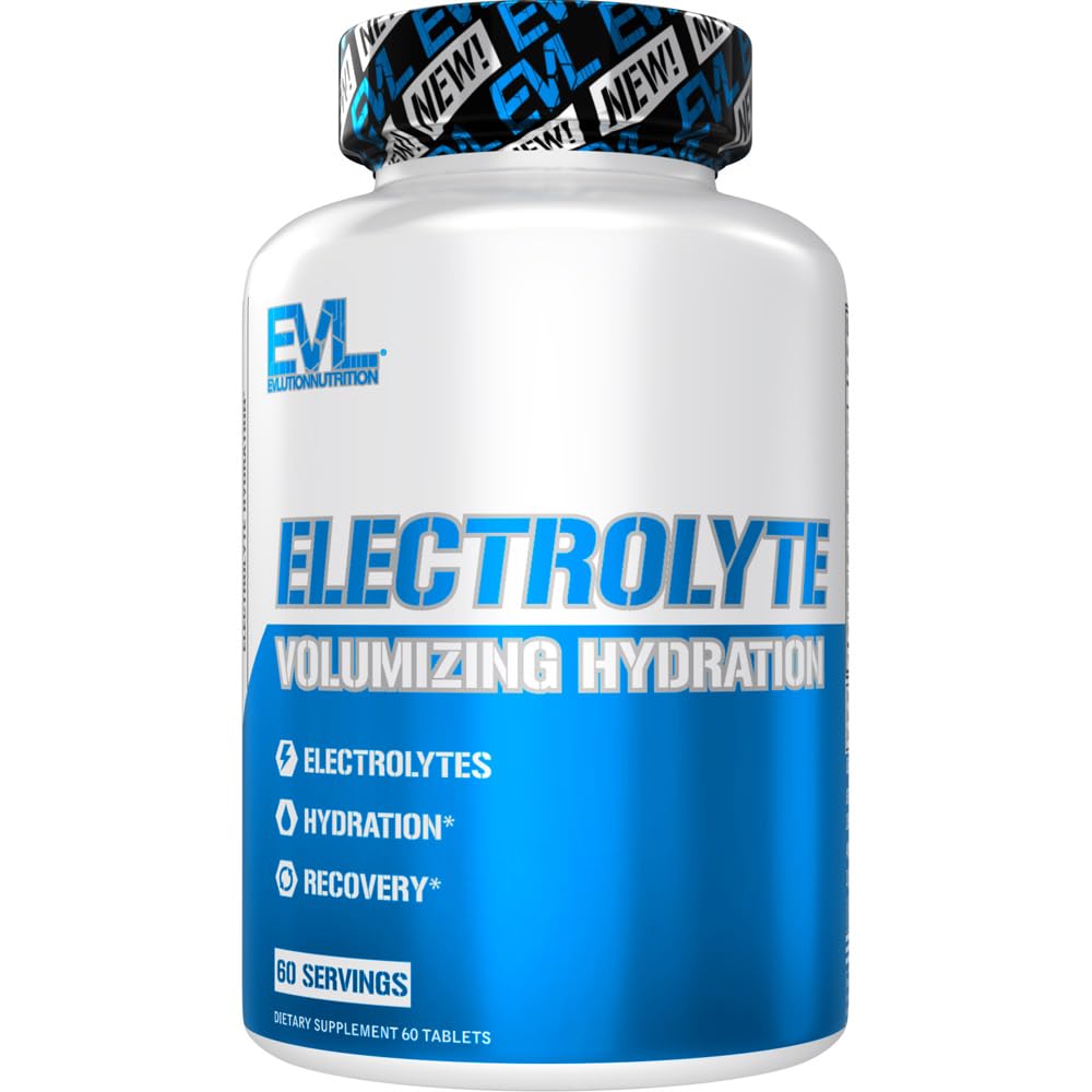Evlution Nutrition Volumizing Electrolyte Hydration Tablets - Rapid Rehydration Supplement - 재충전 및 복구 - 8 Key Electrolytes - Vegan, Gluten-Free 및 Keto Friendly - 60 서빙