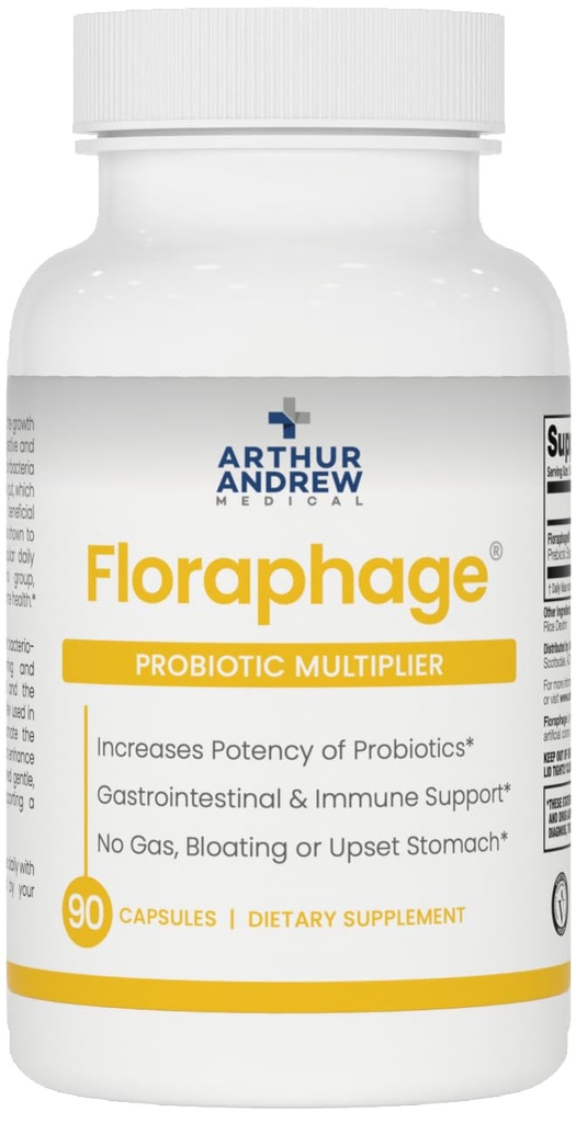 Arthur Andrew 의학, Floraphage, Prebiotic 공식 및 Probiotic Multiplier, 90 캡슐