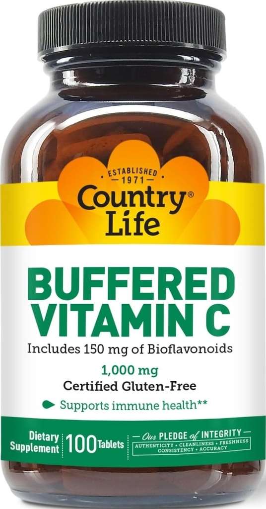 국가 생활은 Bioflavonoids, 칼슘, 마그네슘, 칼륨을 가진 비타민 C 1000mg를 버팁니다 - 면역 지원, Vegan 캡슐, 글루텐 자유로운, Stomach에 Gentle - 100개의 정제