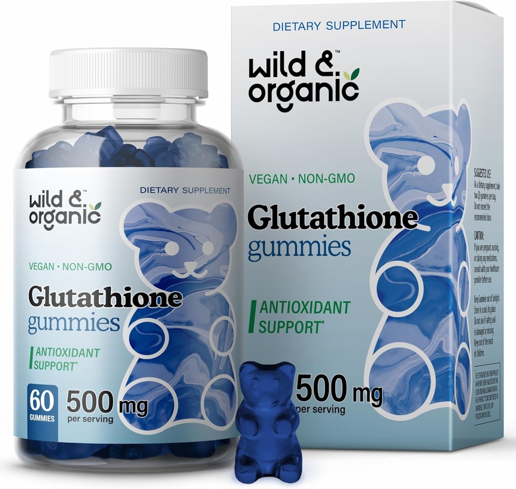 야생 & 유기 L 글루타티온 Gummies - 산화 지원을위한 글루타티온 500mg - Liver Cleanse Detox 보충 - 60 Vegan, Non-GMO, Pectin-Based Chews