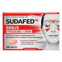 Sudafed PE Sinus 압력 + 통증 완화 정제, 최대 힘, 비 돌기, Acetaminophen 고통 Reliever & Phenylephrine HCl Nasal Decongestant, 24의 ct를 가진 OTC Sinus 기복 약