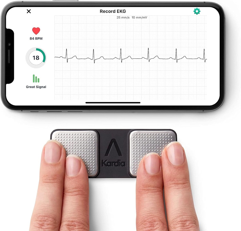 KardiaMobile 1-Lead Personal EKG Monitor - 홈에 기록 - AFib & Irregular Arrhythmias를 감지 - 30 초에서 쉬운 결과 - w / Most 스마트 폰 작동