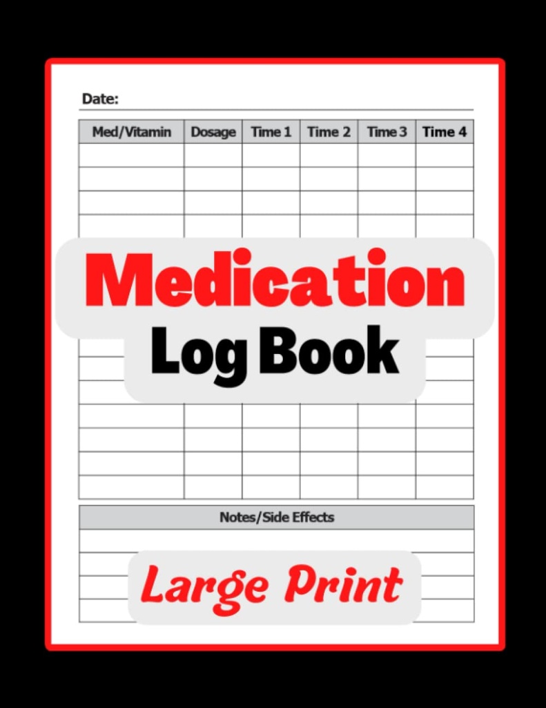 Medication 통나무 책: 의학, 비타민 및/또는 매일 보충하는 간단한 통나무. 다중 복용량 및 측면 효과 로그. 선임과 모든 연령이나 간호사 및 Caregivers에 대한 8.5x11 알약 추적기.