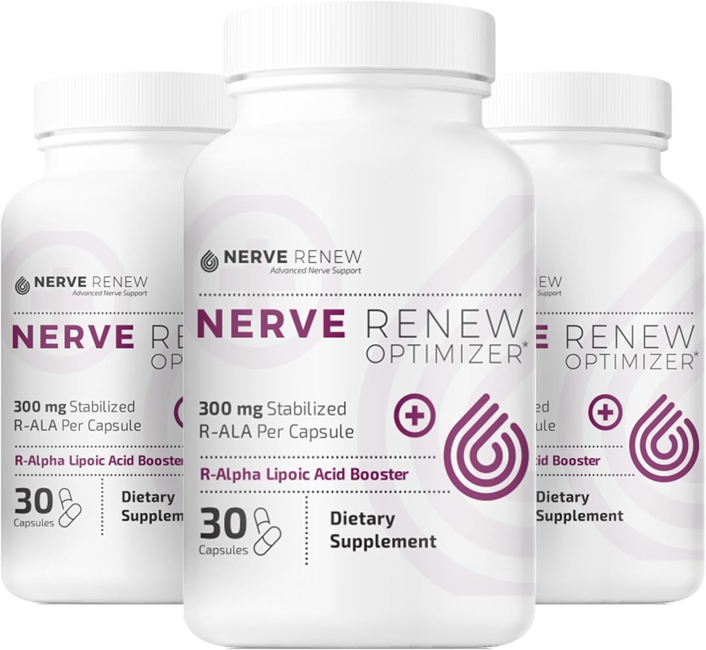 NERVE RENEW Optimizer, 3 팩 (90 캡슐) - 300 mg 안정 R-Alpha Lipoic Acid per Capsule for Natural Nerve Discomfort Support - 빠른 흡수 - 안전하고 모든 자연