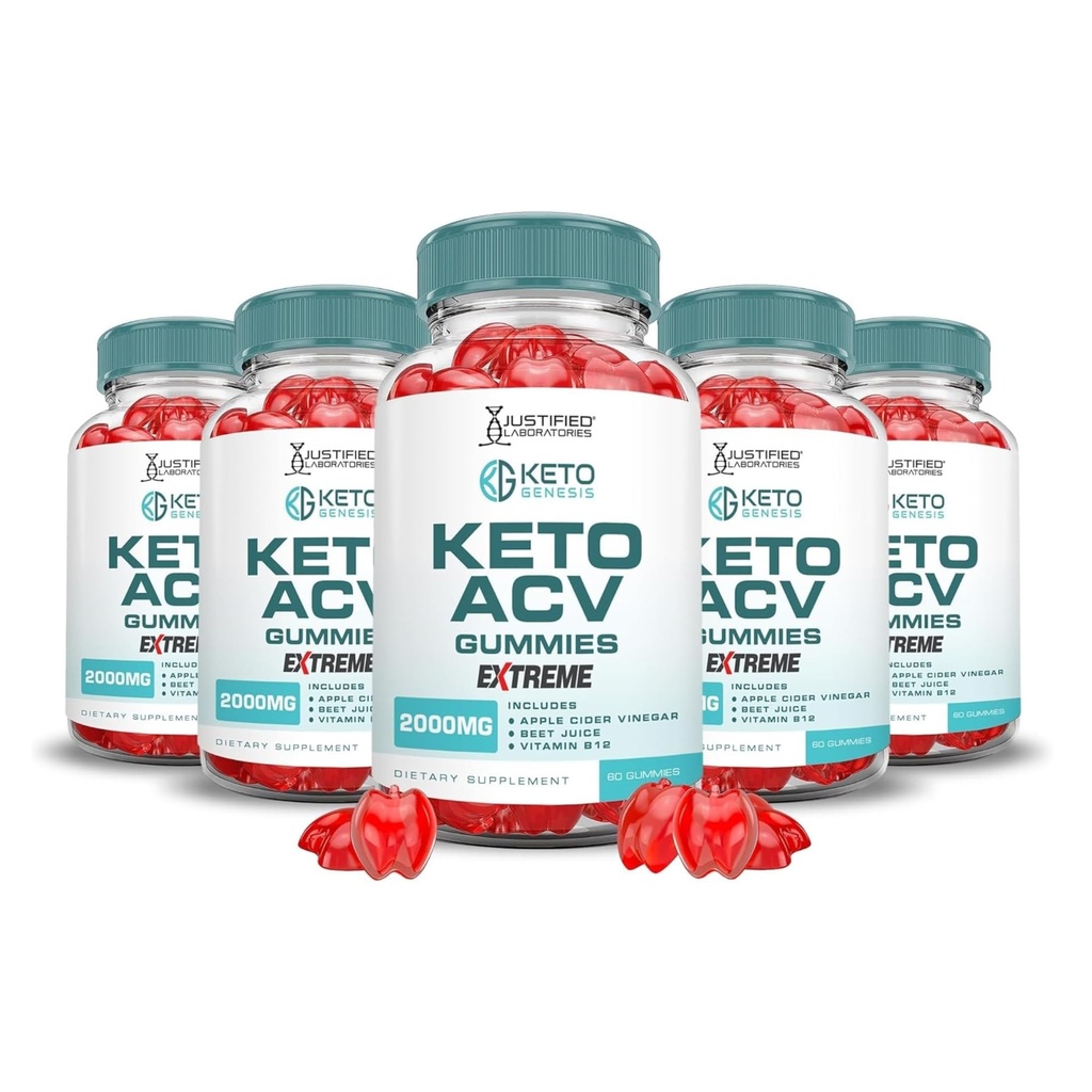 Justified Laboratories (5 팩 Keto Genesis Keto ACV Gummies 2000MG Keto Genesis Keto Gummies 고급 공식 Apple Cider Vinegar 와 Pomegranate Beet Juice Powder B12 Vegan Non GMO 300 거미