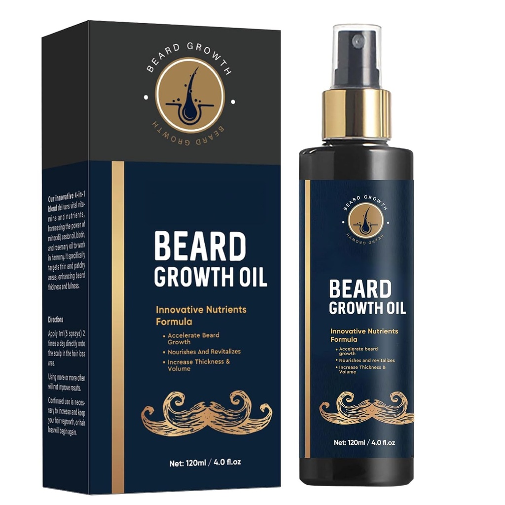남자를 위한 곰 기름, 더 두꺼운을 위한 5% Beard 성장 기름 및 Fuller Beard, 승진시킵니다 얼굴 머리 성장, Biotin와 더불어, 로즈마리와 피마자 Beard 기름 남자 성장을 위한, 4 Fl Oz