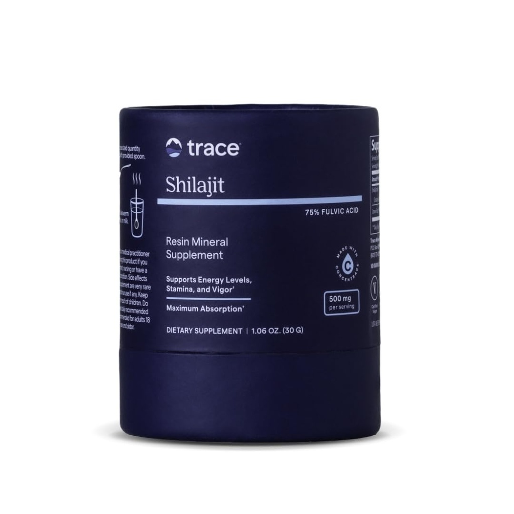 Trace Minerals Shilajit Resin 500mg - 뇌 및 소화 건강을위한 규정식 보충 - Aid 면역 건강 및 일일 에너지에 대한 미네랄 보충 - Fulvic 산이있는 공식 - 30g (약 60 인)