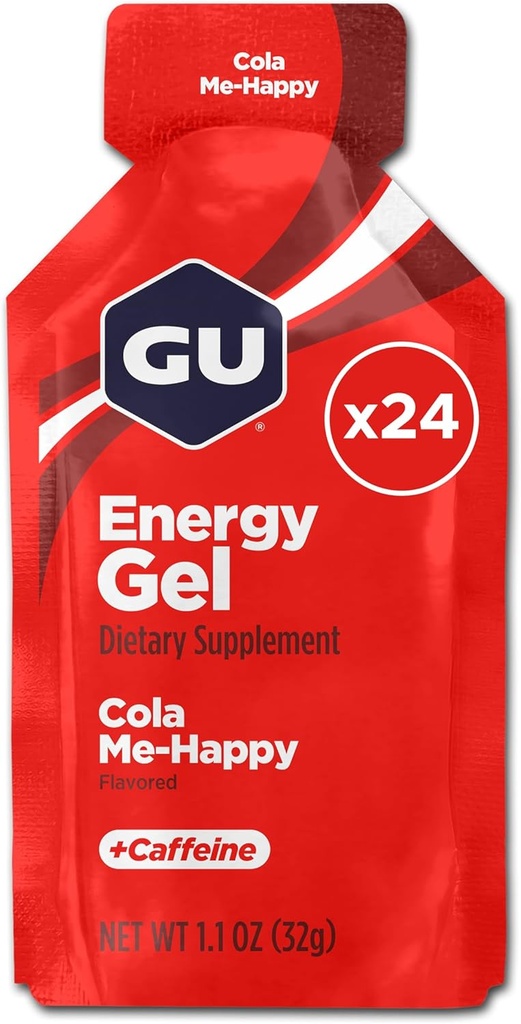 GU Energy Original Sports Nutrition Energy Gel, Vegan, Gluten-Free, Kosher 및 모든 운동을위한 Dairy-Free On-the-Go Energy, 24Count, Cola Me-Happy