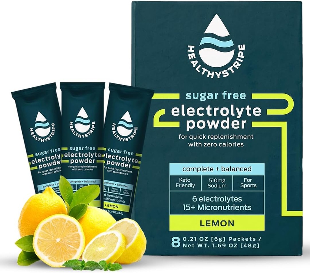 Sugar Free Electrolyte Powder Drink Mix with 15 Micronutrients, 스포츠, 하이킹 및 Active Lifestyles, Calorie, 인공 향료, Keto - 8 팩