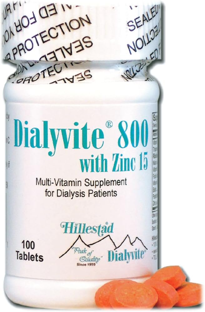 아연을 가진 Dialyvite 800 15 mg. - 100개의 탭 (Renal 보충교재)