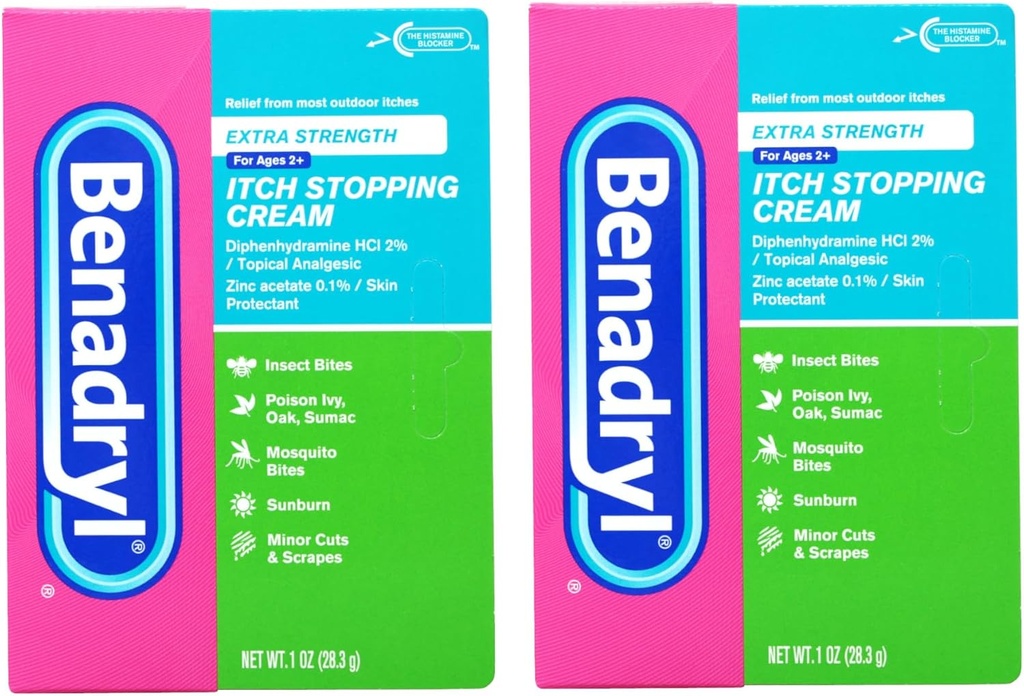 Benadryl 여분 힘 반대로 Itch 크림 1개 Oz 관 (2의 포장)