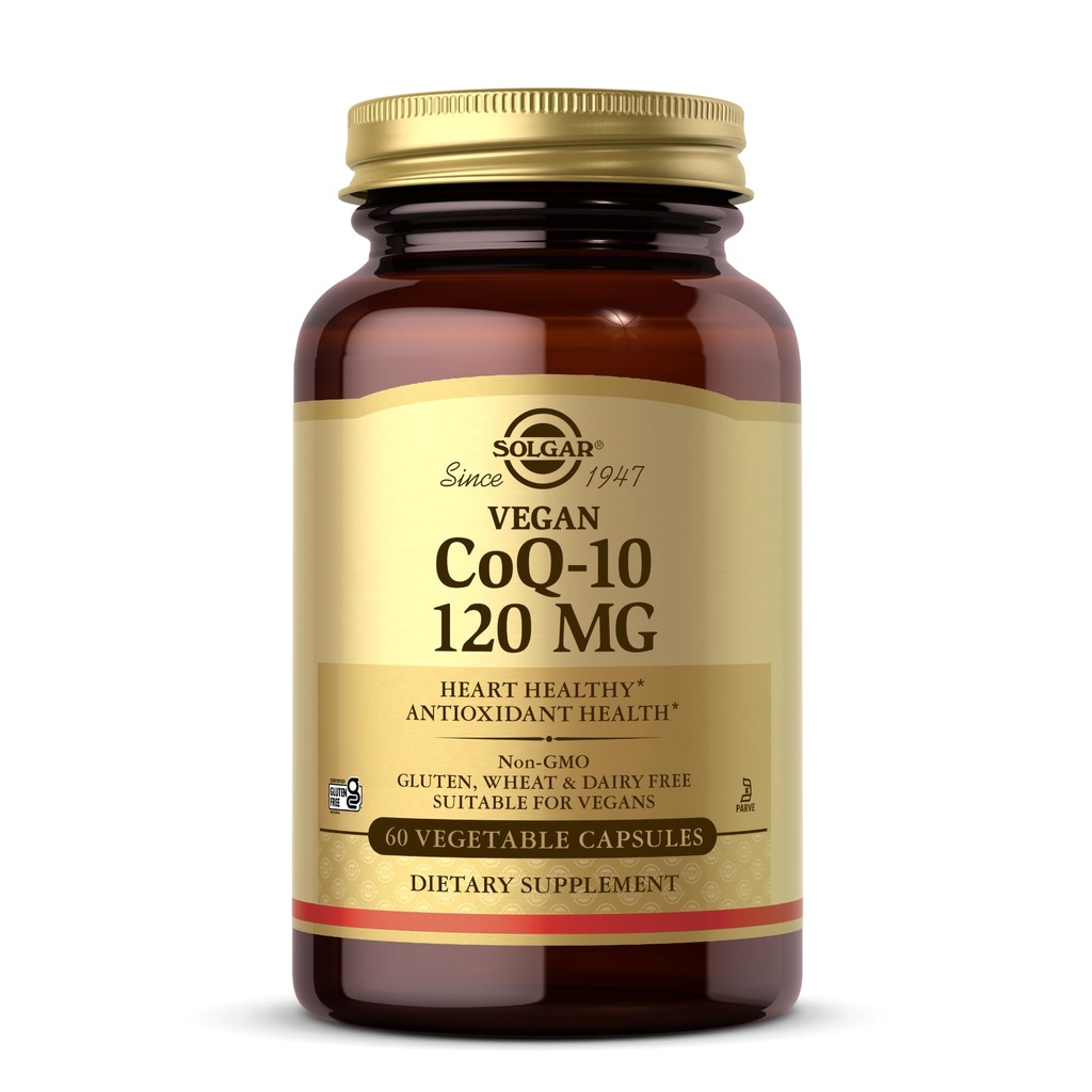 Solgar Vegan CoQ-10 120 mg - 60 야채 캡슐 - 산화 방지제 건강 - 비 GMO, 글루텐 무료, 낙농장 무료, 고셔 - 60 서빙
