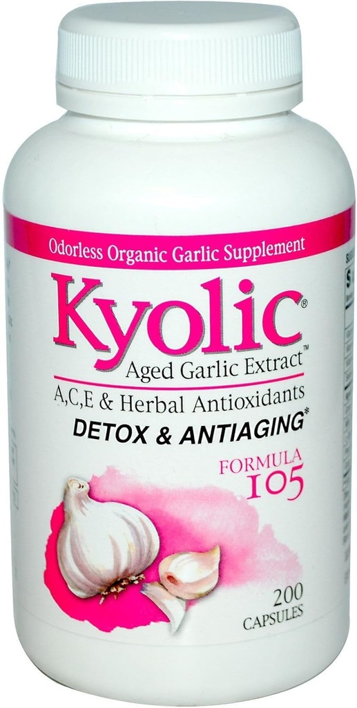 Kyolic Aged Garlic ExtractTM Detox 및 노화 방지 공식 105 -- 200 캡슐