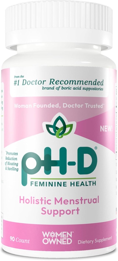 PH-D Feminine 건강 지원 - Holistic 정신적 지원 - 칼슘, 마그네슘, Chamomile 및 검정 Cohosh를 가진 구두 보충교재 - 90 조사
