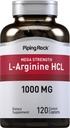 Piping Rock L-Arginine HCl 1000mg | 120 캡슐 | 남성과 여성용 보충 | Mega Strength | 채식주의, 비 GMO, 글루텐 프리