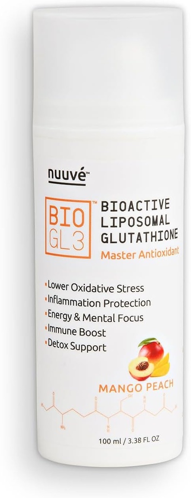 BIOGL3 Bioactive Liposomal 글루타티온 446mg. 매우 유력한 순수한 airless 분배기에서 특허가 주어진. 빠른 흡수, 산화 응력 및 염증을 낮추십시오. + 에너지, 해독, 면역 부스트, 초점