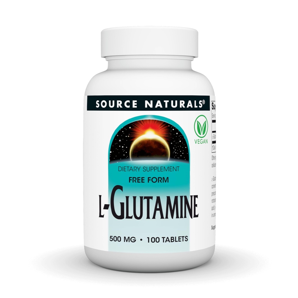 Source Naturals L-Glutamine, 대사 에너지 *, 500mg - 100 정제 지원 무료 양식 아미노산