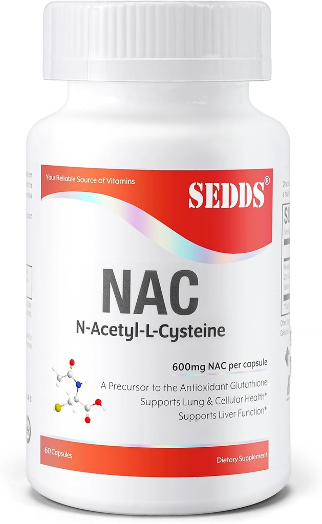 보충제, N-Acetyl Cysteine (NAC) 600mg, 60 Veg 캡슐 - 비 GMO, 글루텐 무료
