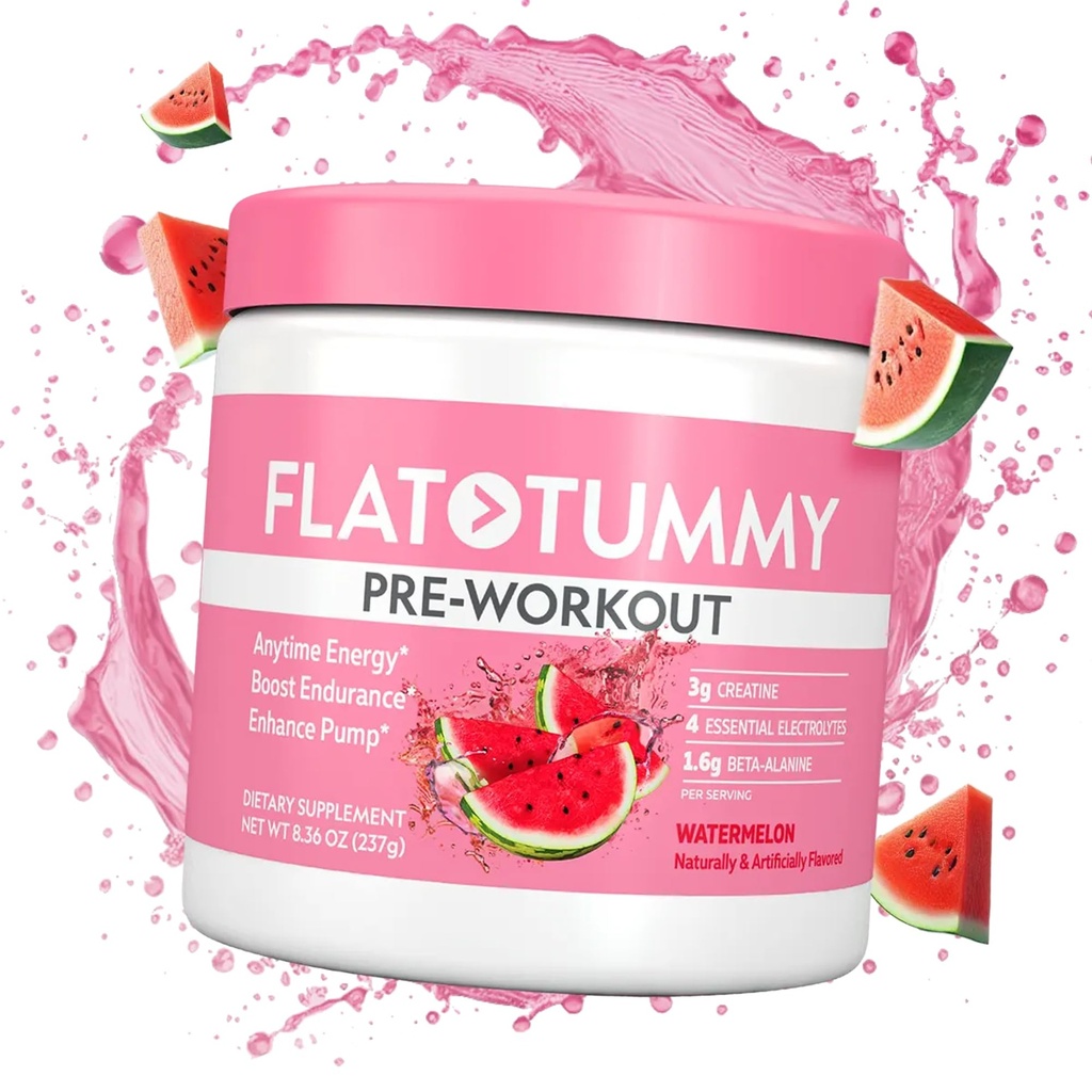 여성을위한 플랫 타이 운동 분말 - 에너지, 내구시간 및 3g Creatine, 1.6g Beta-Alanine, Electrolytes - 수박 맛 - 30 서빙