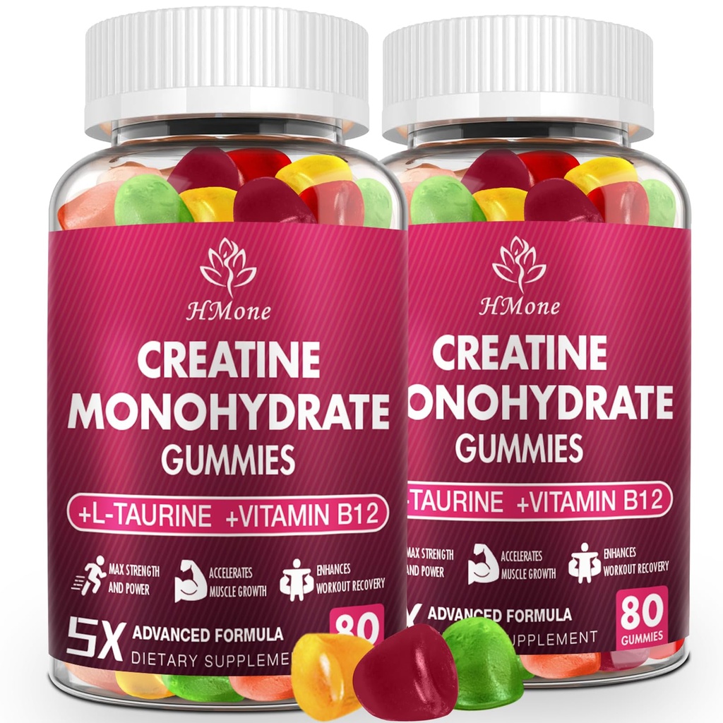 크레아틴 Monohydrate Gummies - 남자 & 여자를 위한 5g, 근육 이익, 근육 힘, 에너지 부스트 및 근육 건축업자, 설탕 자유로운, 채식주의자를 위한 160 조사 및 크레아틴 Chewable 보충교재