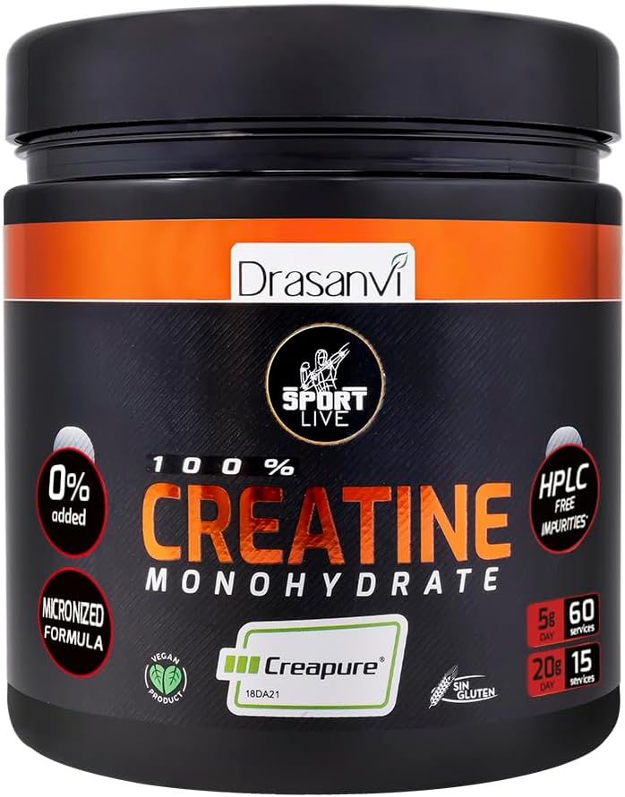 DRASANVI 스포츠 라이브 10.58 Ounce Creatine Monohydrate 분말 - 강화하고 근육을 증가 - 알레르기없이 - 중립 맛 - 순수하고 효과적인 구성