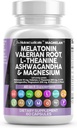 Clean Nutraceuticals Melatonin 10mg Valerian Root L Theanine 200mg Ashwagandha - Magnesium Complex, Lemon Balm, Chamomile 및 열정 꽃이있는 여성 및 남성을위한 수면 지원 - 60 캡