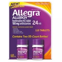 Allegra 24 시간 실내와 옥외 알레르기 구호 180mg 55 정제, 2 (110 ct.)의 팩