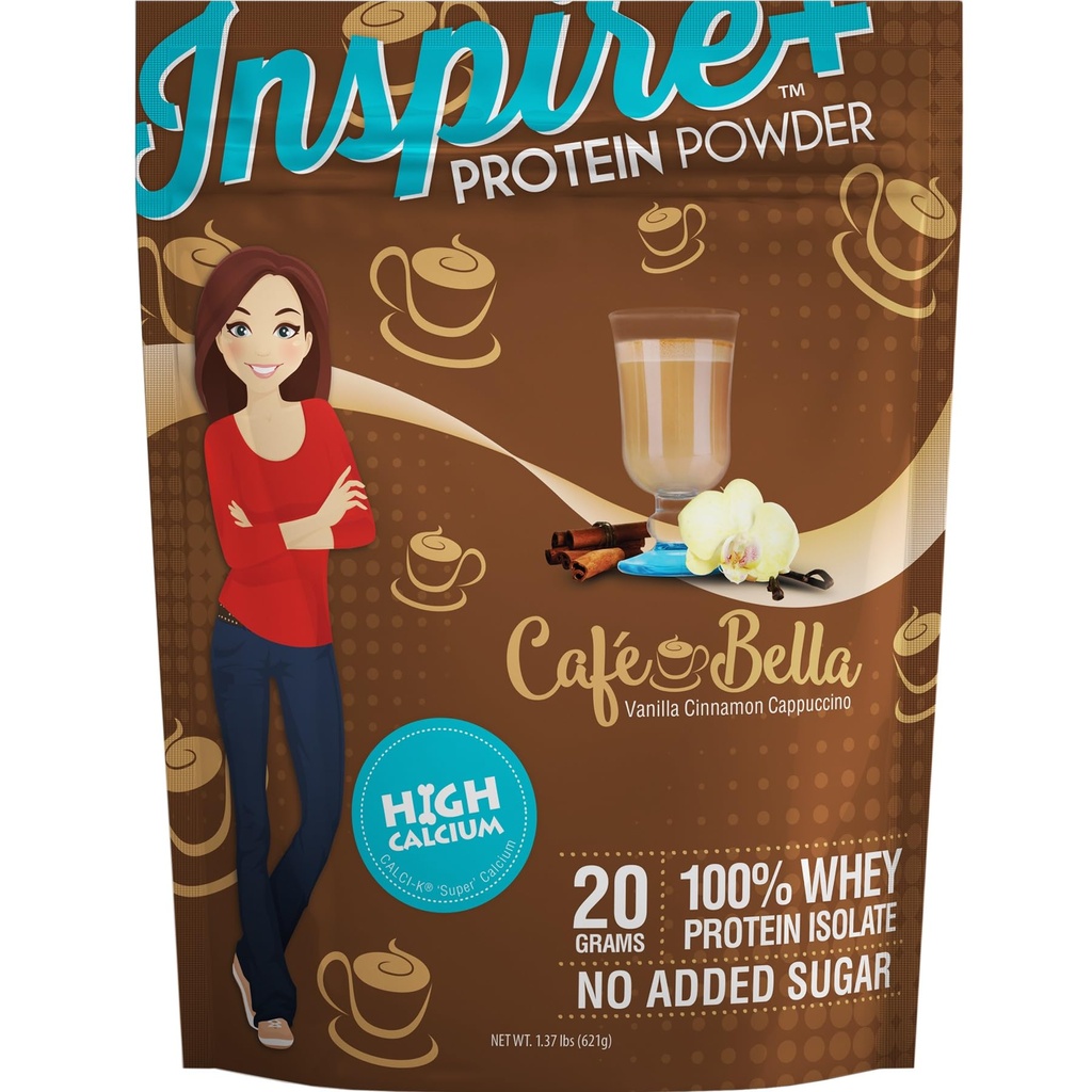 Bariatric Eating Inspire Cafe Bella Vanilla Cinnamon Cappuccino Sugar-Free 20g Whey Protein Isolate Powder (20 인분)