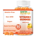 SHIFAA NUTRITION Vegan Vitamin C Gummies | 90 Gummies, 250mg 45 서빙 | Non-GMO | Gluten-Free, Gelatin-Free | Immune Support Gummies & Seasonal Support for Kids & Adults Halal Vitamins