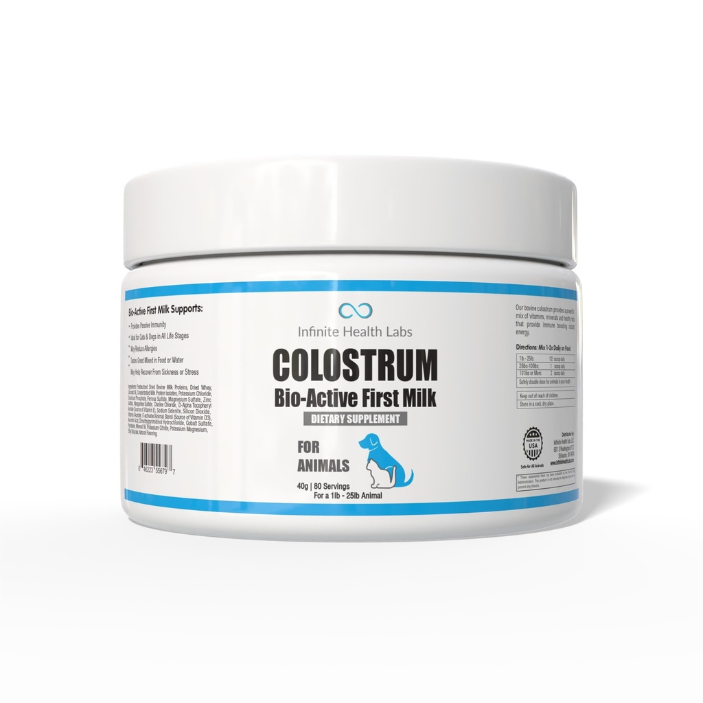Dogs, Cats, Puppies, Kittens & Pets를위한 바이오 활성 Bovine Colostrum - 매일 Colostrum 분말 보충 40g (80 서빙)