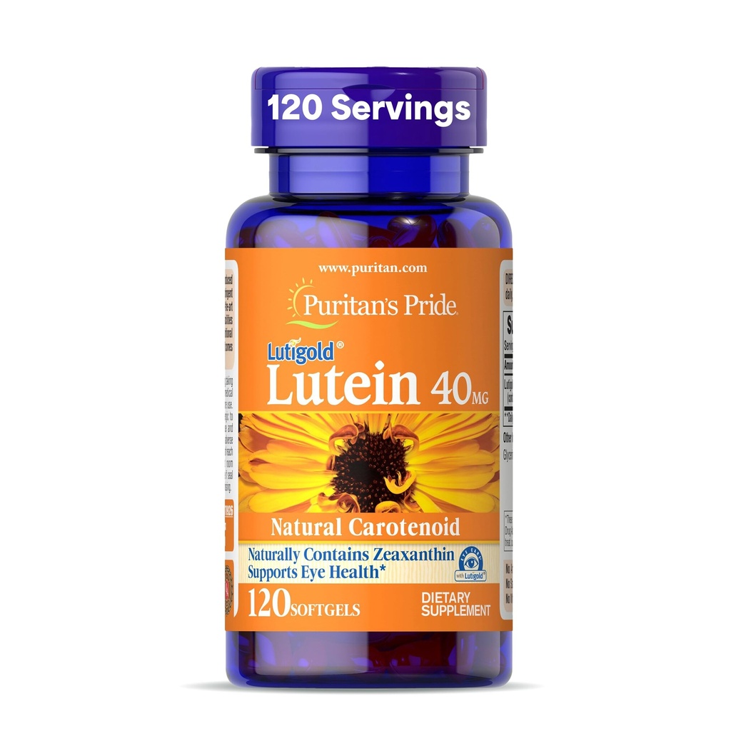 Puritan의 Pride Premium LutigoldTM Lutein Carotenoid 40mg 남성과 여성용 Zeaxanthin, 아이 건강 지원을위한 다이어트 보충, 8 개월 공급, 120 Easy-to-Swallow Softgels