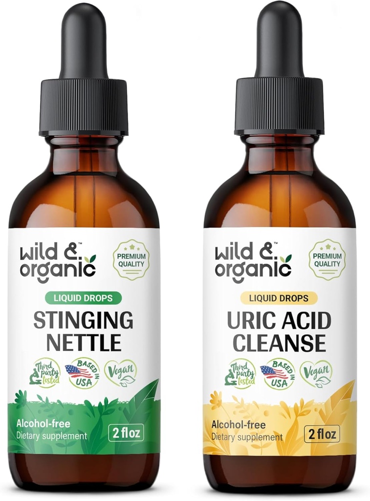 야생 & 유기 Stinging Nettle 루트 Tincture 2 fl oz & Uric Acid Cleanse Tincture 2 fl oz