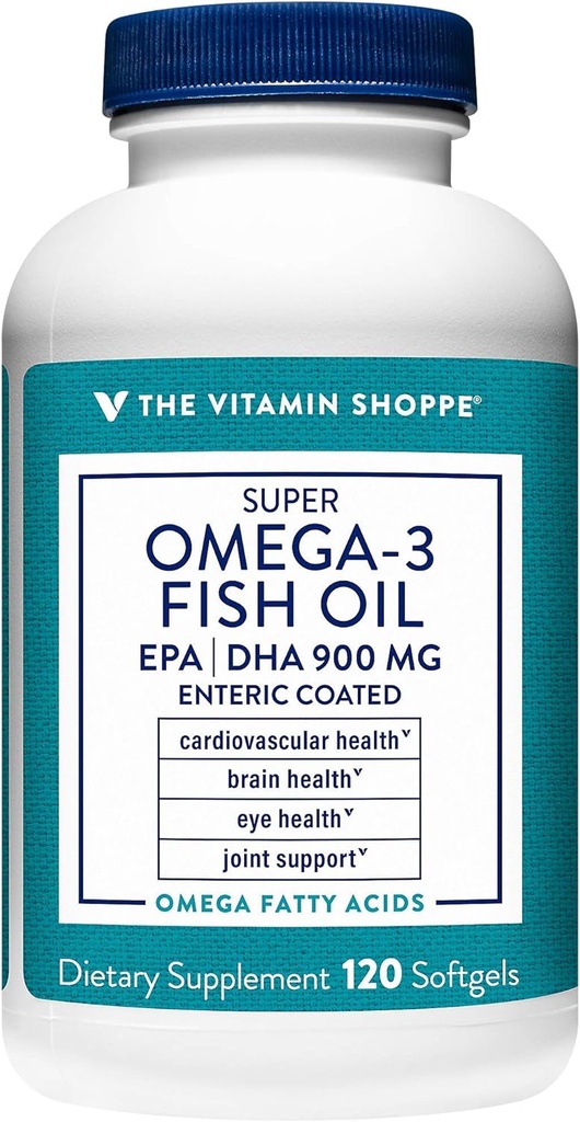 비타민 Shoppe Omega 3 물고기 기름 1290mg, EPA 735mg & DHA 165mg의 순수성은, 심장 혈관, 합동 및 뇌 건강 (120 Softgels)를 지원하기 위하여 증류된 분자로 증류했습니다