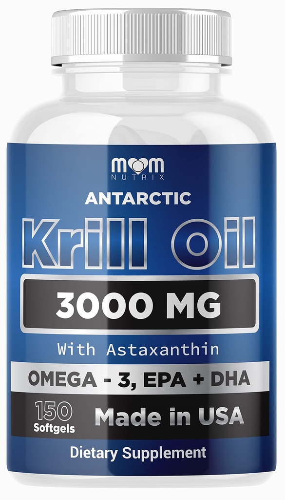 Dr. JOEL'S MOM NUTRIX Antarctic Krill Oil Supplement - 150 Softgels - 높은 흡수 EPA, DHA, Astaxanthin & Phospholipid - 피시 애프터눈 티 - 미국제