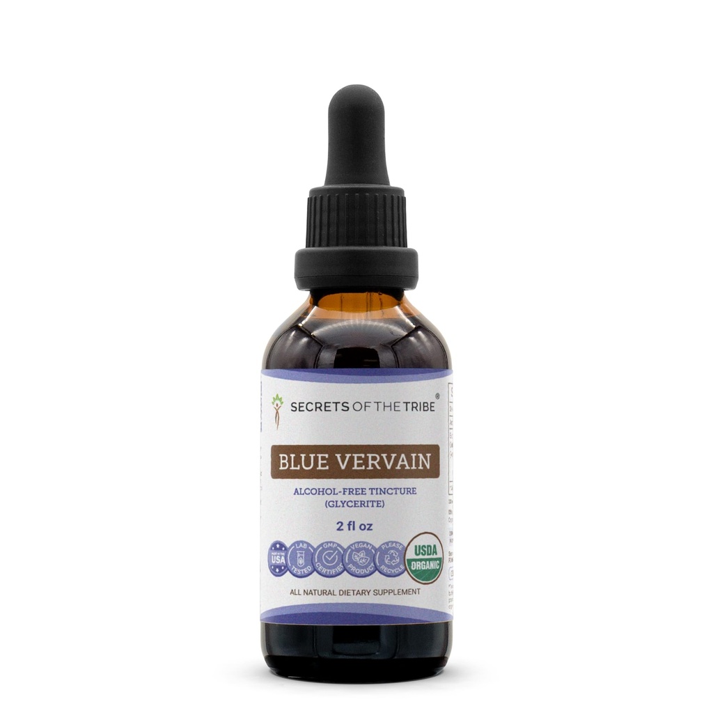 Tribe Blue Vervain USDA Organic의 비밀 | 알코올 프리 추출물, 고순도 허브 드롭 | 100 % 인증 유기농 블루 베바린 (Verbena Hastata) 건조 허브 (2 oz)