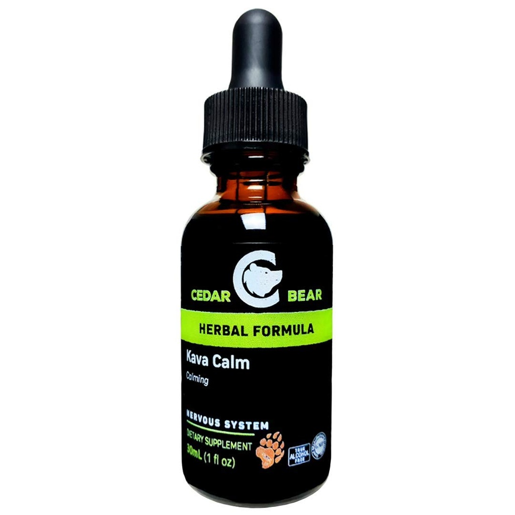Cedar Bear Kava Calm는 중앙 신경 및 소화 시스템 1 FL Oz를 지원하는 액체 초본 보충