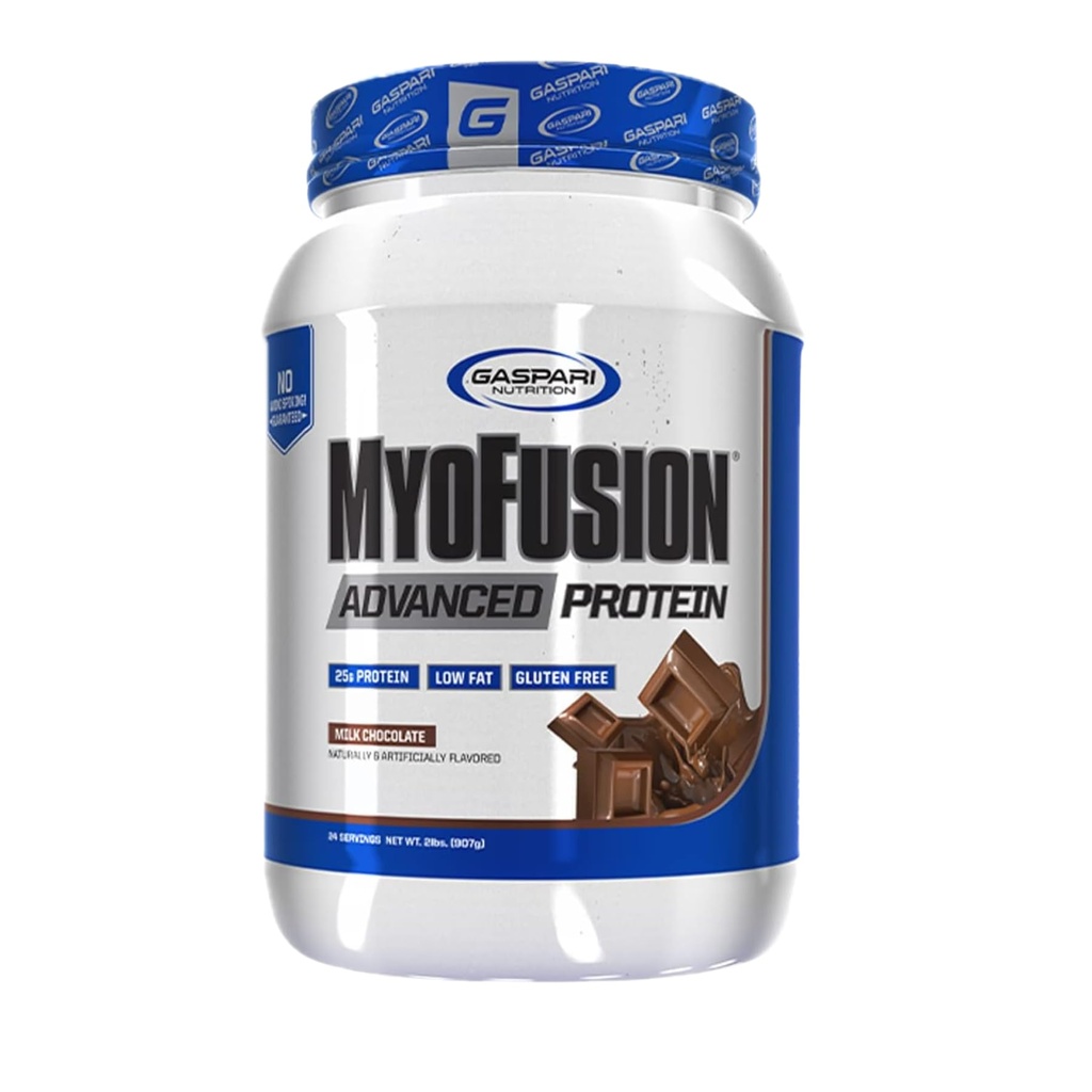 Gaspari Nutrition Myofusion Advanced Protein, Whey Protein, Casein Protein 및 Isolate Protein, 저지방 및 글루텐 무료 (2lbs, 초콜렛)