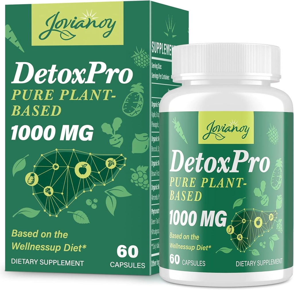 1000 MG Gentle Detox Cleanse, High-Potent, Gut Cleanse & Detox Capsules for Women & Men, Natural Detoxification, Colon, Liver, Antioxidant & Digestive Support, 60 캡슐