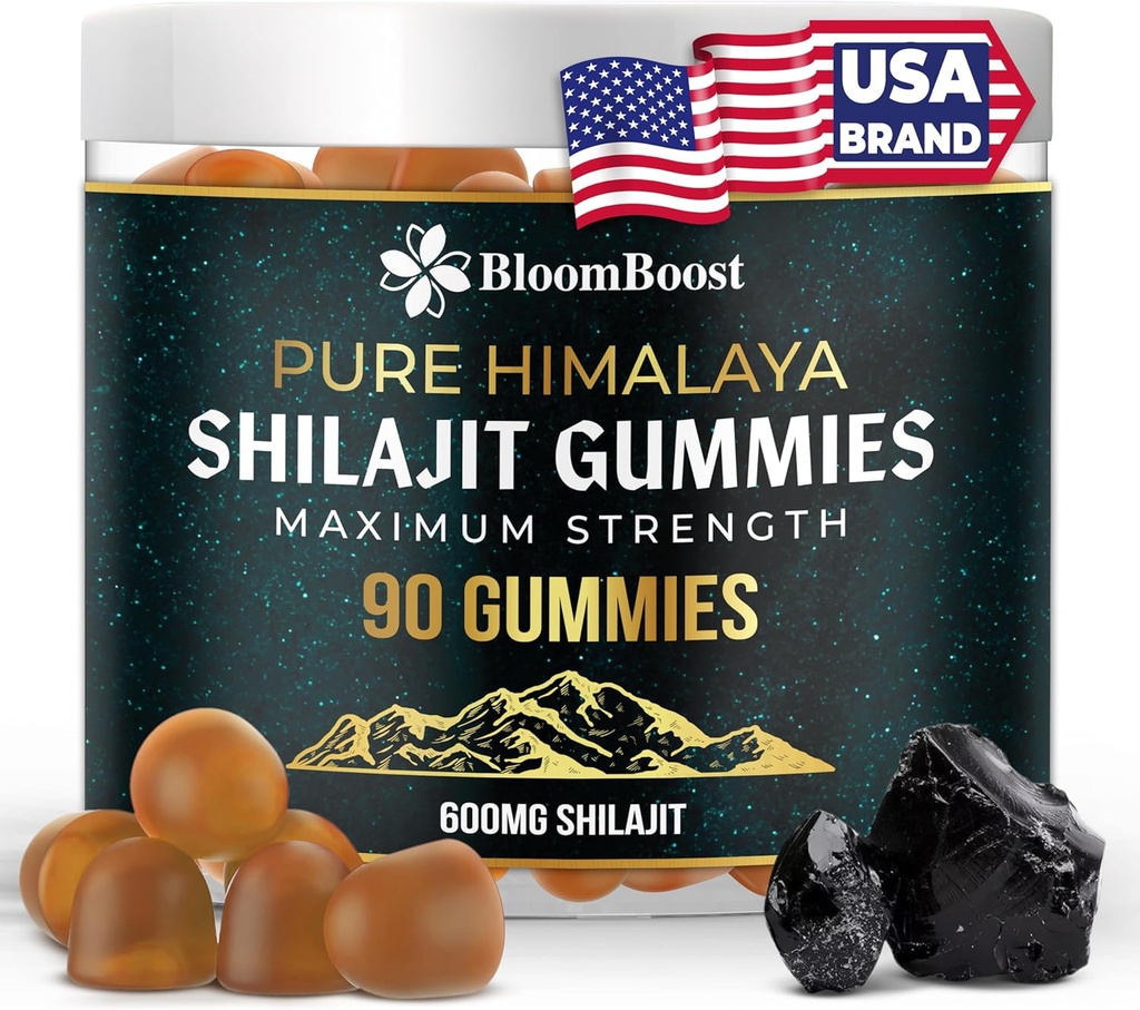 Shilajit Gummies - Sugar-Free Himalayan 유기농 보충 | 600mg Shilajit, 에너지 및 웰빙을위한 90 Gummies