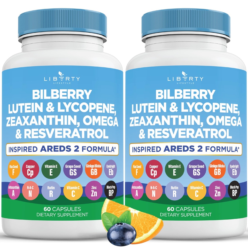 Bilberry, Lutein & Zeaxanthin, Lycopene, Resveratrol, 포도씨 추출물, Flaxseed Astaxanthin- AREDS 2-120 캡슐을 가진 눈 건강 비타민