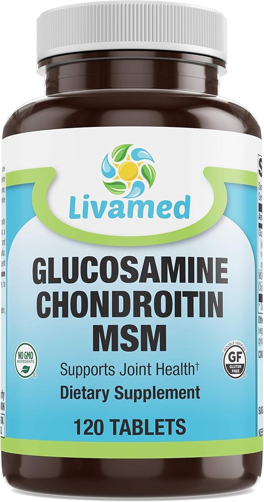 Glucosamine Chondroitin MSM Complete Complex – 무릎, 허리, 엉덩이 및 염증을위한 합동 지원 보조제 - 통증, 통증, 염증 및 염증을위한 이동성 건강 보충 - 120 정제