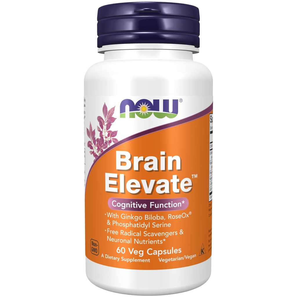 지금 식품 보충제, 뇌 Elevate TM, Ginkgo Biloba, RoseOx® 및 Phosphatidyl Serine, 60 Veg 캡슐을 특징으로