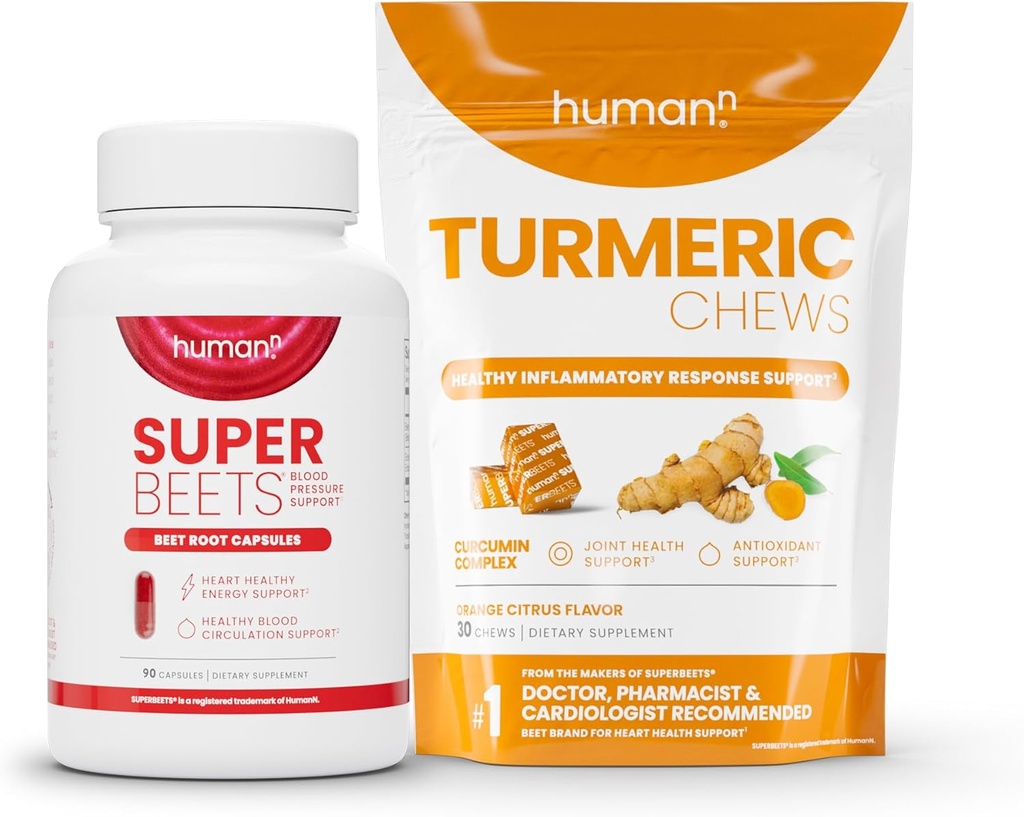 Humann SuperBeets Beet 뿌리 캡슐과 심황 Chews